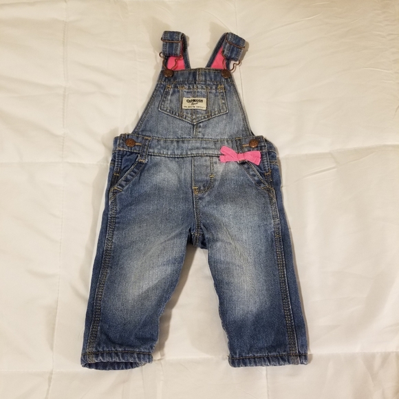New OshKosh Girls Blue Heart Bib Pocket Overalls Vestbak Shorts 3T 4T 5T Rainbow